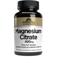 Suplemento Windmill Magnesium Citrate 400 mg en tabletas, frasco con 60 tabletas