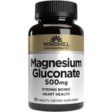 Frasco de suplemento Windmill Gluconato de Magnesio 500 mg 90 tabletas