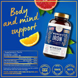 Tabla nutricional del suplemento Windsor Botanicals Hierro para Mujer 180 tabletas