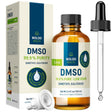 Botella, caja y gotero de WOLDO HEALTH DMSO dimetilsulfóxido 99.9%, presentación de 100 ml.