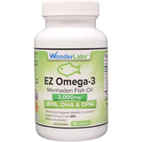 Frasco de suplemento WonderLabs EZ Omega-3 Aceite de Pescado Menhaden 90 cápsulas blandas