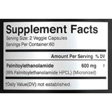 Tabla nutricional del suplemento X Gold Health Palmitoiletanolamida Micronizada 120 cápsulas
