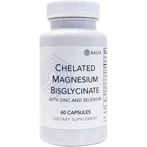 Frasco frontal de Xalya bisglicinato de magnesio con zinc y selenio, 60 cápsulas