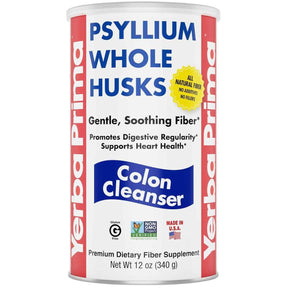 Frasco de suplemento Yerba Prima Cáscaras de Psyllium Enteras 12 oz
