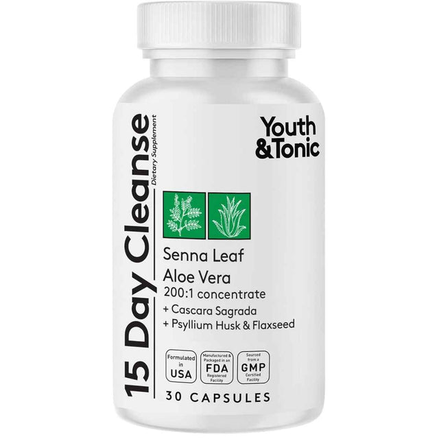 Frasco de suplemento Youth & Tonic Limpieza de 15 Días 30 Cápsulas