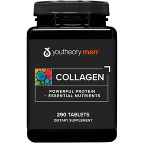 Frasco de suplemento Youtheory Péptidos de Colágeno Hidrolizado para Hombres 290 tabletas