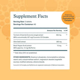 Tabla nutricional del suplemento Youtheory Cúrcuma 120 tabletas