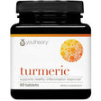 Frasco de suplemento Youtheory Cúrcuma 60 tabletas