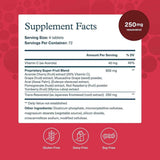 Tabla nutricional del suplemento Youtheory Trans-Resveratrol con Super-Frutas 290 tabletas