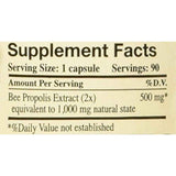Tabla nutricional del suplemento Y.S. Eco Bee Farms Extracto de Propóleo 90 cápsulas vegetales