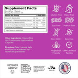 Tabla nutricional del suplemento Zahler Complejo de Hierro Bisglicinato Quelado 100 cápsulas