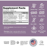 Tabla nutricional del suplemento Zahler Complejo de Hierro Bisglicinato Quelado 250 cápsulas
