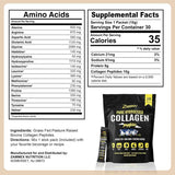 Tabla nutricional del suplemento Zammex Péptidos de Colágeno Hidrolizado Puro 30 Paquetes