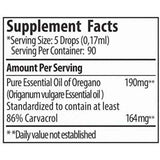 Tabla nutricional del suplemento Aceite de Orégano Zane Hellas 15 ml