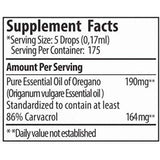 Tabla nutricional del suplemento Aceite de Orégano Zane Hellas 30 ml