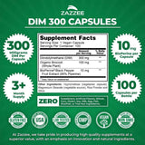 Tabla nutricional del suplemento Zazzee DIM Diindolilmetano con BioPerine 100 cápsulas