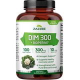 Frasco de suplemento Zazzee DIM Diindolilmetano con BioPerine 100 cápsulas