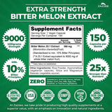 Tabla nutricional del suplemento Zazzee Extracto de Melón Amargo 150 cápsulas