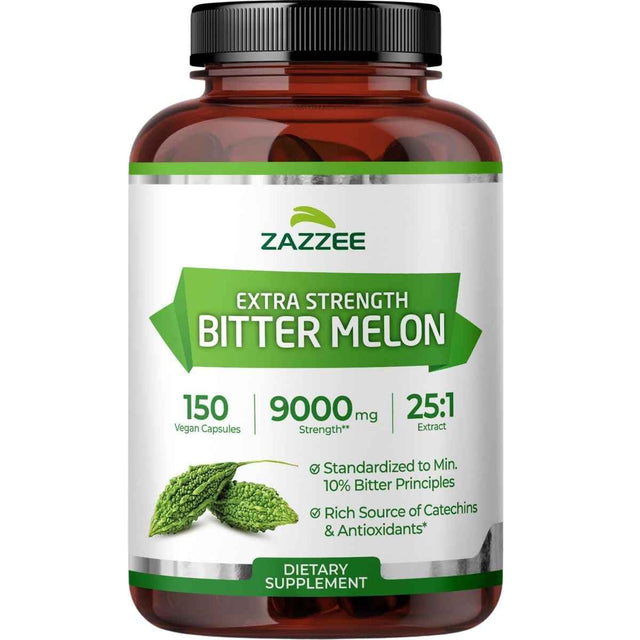 Frasco de suplemento Zazzee Extracto de Melón Amargo 150 cápsulas