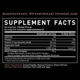 Tabla nutricional del suplemento Zeal Naturals Multi Colágeno Péptidos sabor chocolate 45 Servicios