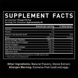 Tabla nutricional del suplemento Zeal Naturals Multi Colágeno Péptidos sabor fresa 45 Servicios