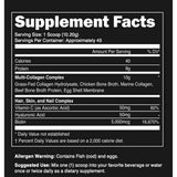 Tabla nutricional del suplemento Zeal Naturals Multi Colágeno Péptidos sin sabor 45 Servicios