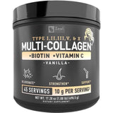Frasco de suplemento Zeal Naturals Multi Colágeno Péptidos sabor vainilla 45 Servicios