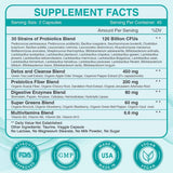 Tabla nutricional del suplemento Zebora 6 en 1 Probióticos, Prebióticos y Enzimas 90 cápsulas