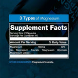 Tabla nutricional del suplemento Zenavea Complejo de Magnesio 180 mg 120 cápsulas