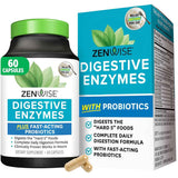 Frasco de suplemento Zenwise Enzimas Digestivas Plus Probióticos 60 cápsulas