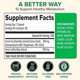Tabla nutricional del suplemento Zenwise Extracto de Té Verde EGCG y Grano de Café Verde 500 mg 60 cápsulas