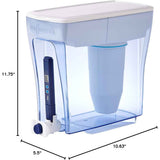 ZeroWater dispensador de agua con filtro de 20 tazas con medidas del producto