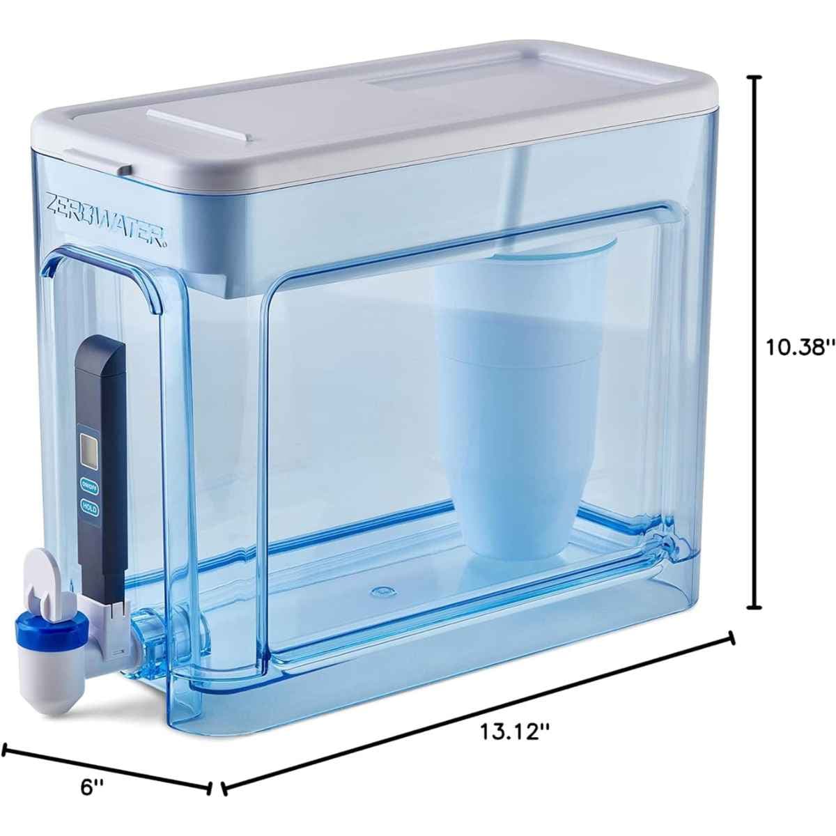 ZeroWater dispensador de agua con filtro de 32 tazas con medidas del producto