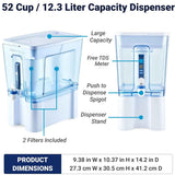 ZeroWater dispensador de agua con filtro de 52 tazas con capacidad, medidor TDS, base y dispensador