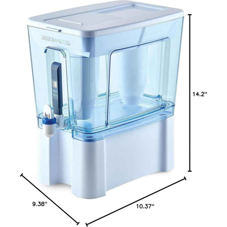 ZeroWater dispensador de agua con filtro de 52 tazas con medidas del producto
