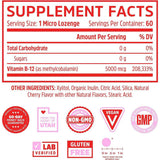 Tabla nutricional del suplemento Zhou Metil B-12 Sabor Cereza 60 tabletas sublinguales