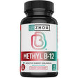 Frasco de suplemento Zhou Metil B-12 Sabor Cereza 60 tabletas sublinguales