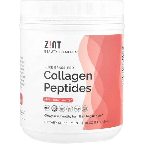 Frasco de suplemento Z!NT Péptidos de Colágeno Bovino Hidrolizado 1 lb Polvo