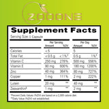 Tabla nutricional del suplemento Zooone Vitaminas para Ojos con Luteína 90 Cápsulas