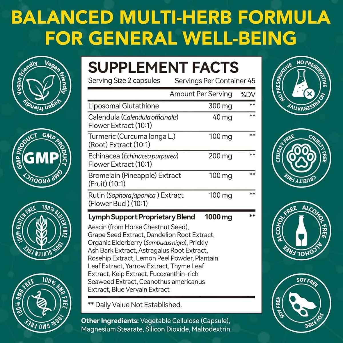 Información del suplemento ZXXBEST fórmula herbal liposomal 21 en 1 90 cápsulas vegetales